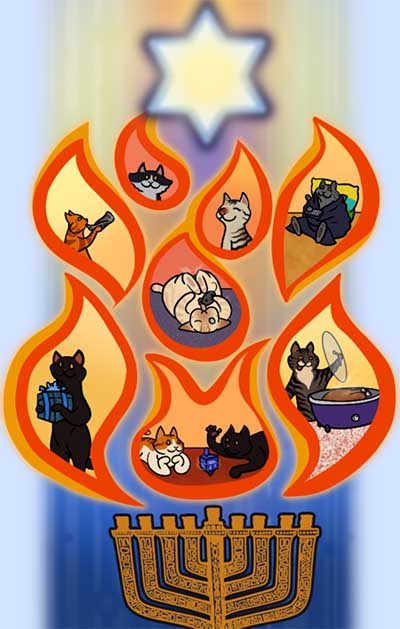 (image for) Holiday Poster: Eight Crazy Hanukkah Kitty Nights
